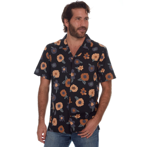 Px Los Angeles Kai Printed Seer Sucker Shirt Black