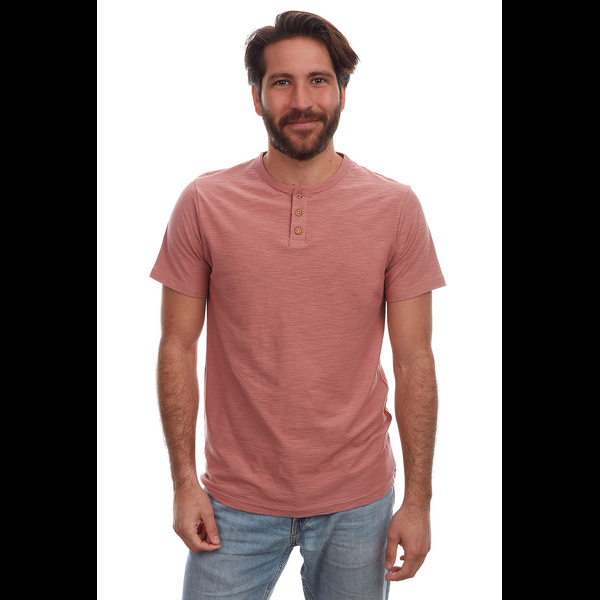 Px Los Angeles Noel Solid Slub Henley Dusty Coral