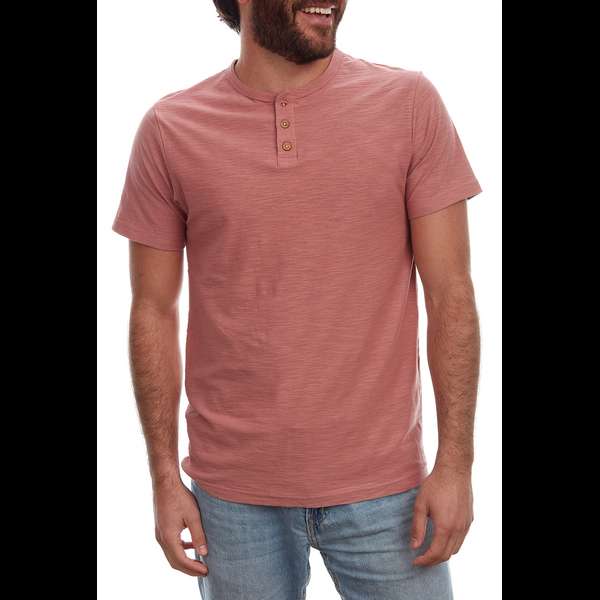 Px Los Angeles Noel Solid Slub Henley Dusty Coral
