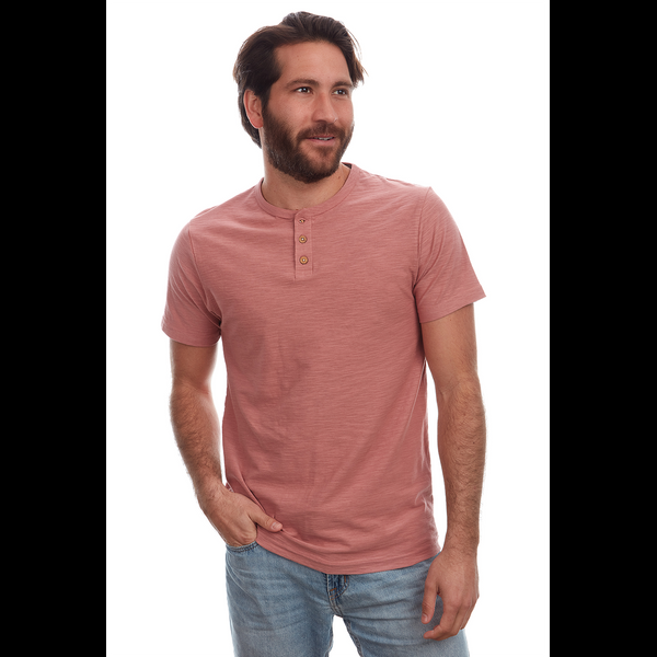 px los angeles Noel Solid Slub Henley Dusty Coral
