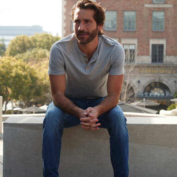 Px Los Angeles Noel Solid Slub Henley Grey Heather