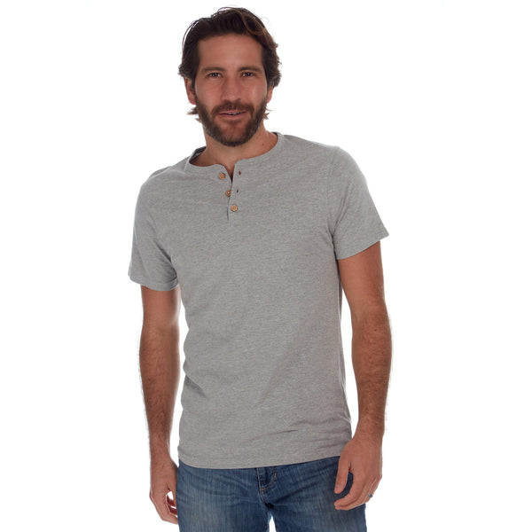 px los angeles Noel Solid Slub Henley Grey Heather