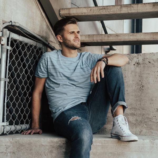 Px Los Angeles Oscar Striped Tee Light Blue