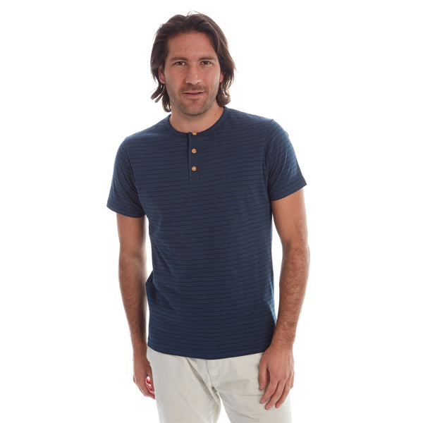 px los angeles Rafael Striped Henley Navy