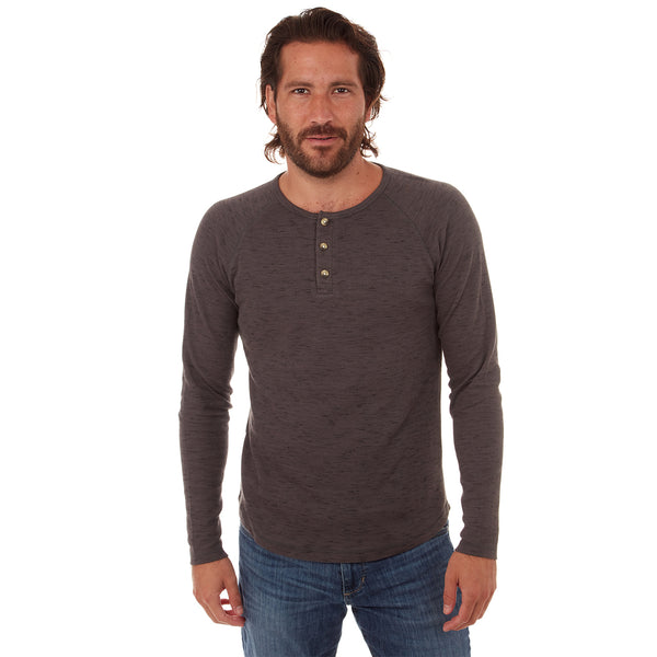 Px Los Angeles Sean Long Sleeve Henley Charcoal