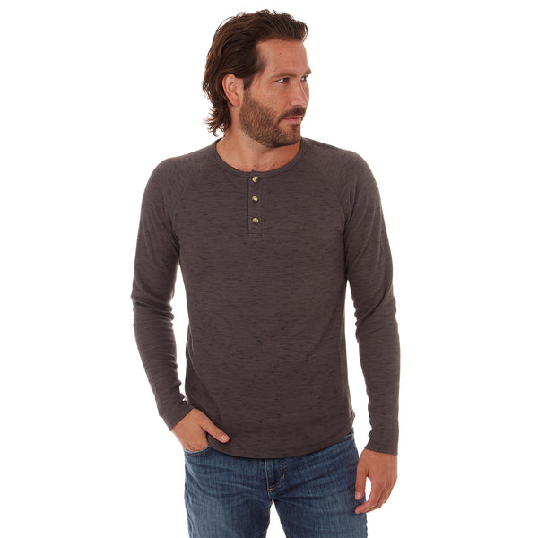 px los angeles Sean Long Sleeve Henley Charcoal