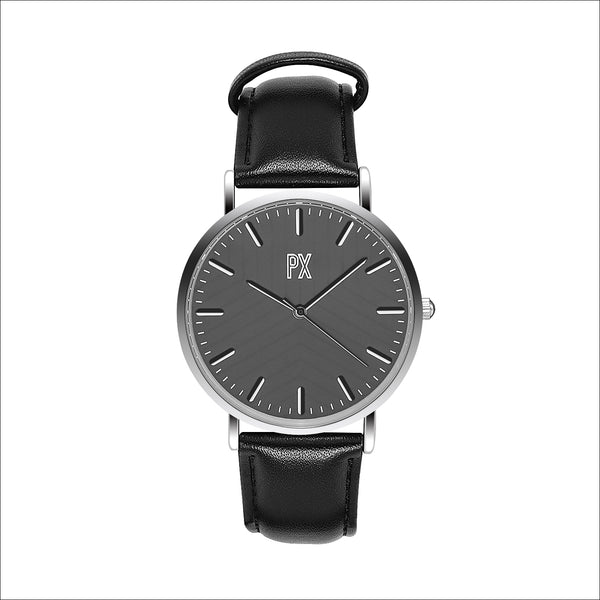px los angeles Terry Leather Strap Watch