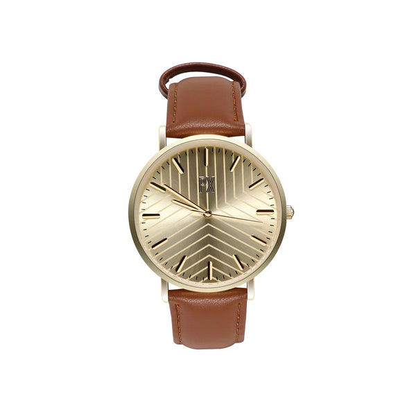 px los angeles Terry Leather Strap Watch