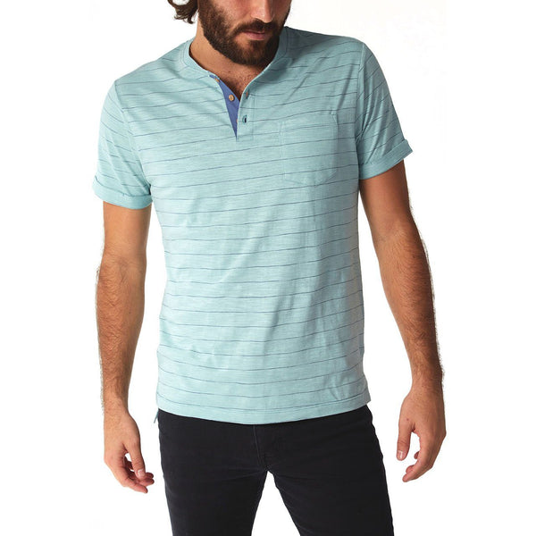 Px Los Angeles Wade Pinstripe Henley Neptune Green