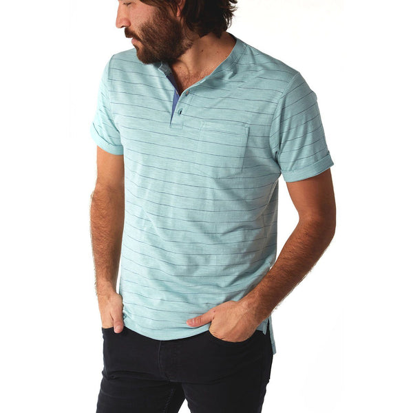 Px Los Angeles Wade Pinstripe Henley Neptune Green
