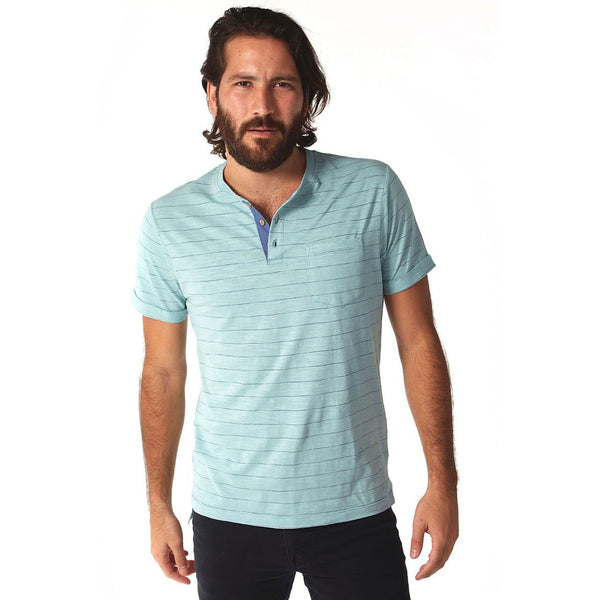px los angeles Wade Pinstripe Henley Neptune Green