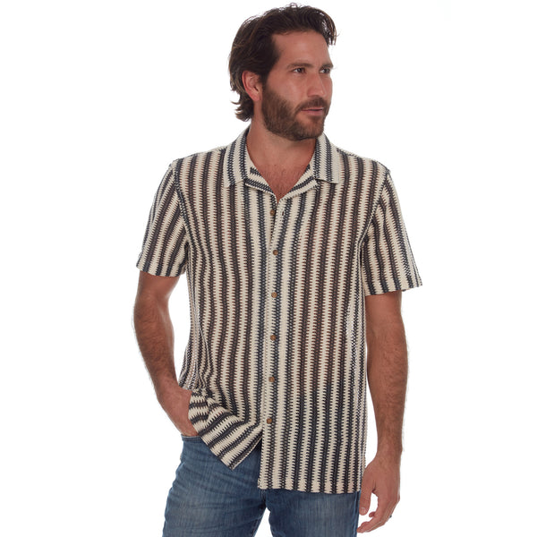 Px Los Angeles Rodney Textured Resort Knit Shirt Cream