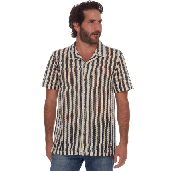 Px Los Angeles Rodney Textured Resort Knit Shirt Cream