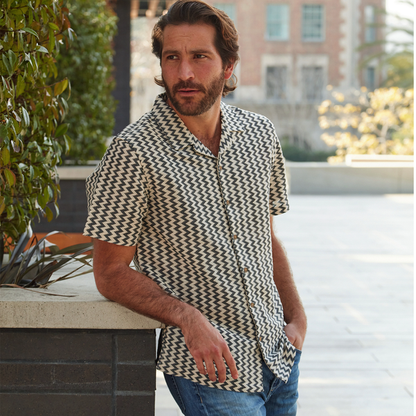 Px Los Angeles Samson Textured Resort Knit Shirt Black