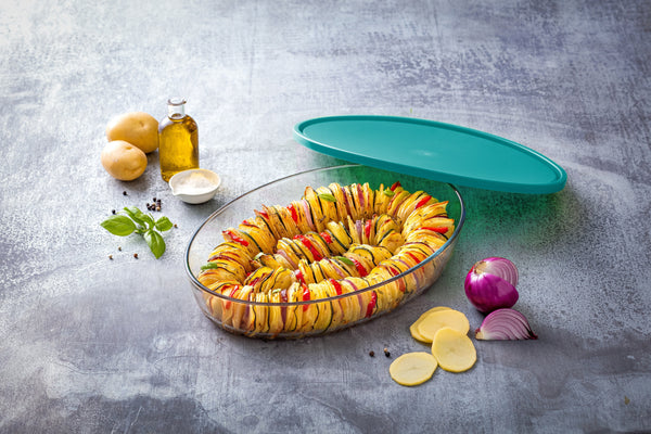 Pyrex Oval Glass Family Oven Dish With Lid For 4/5 People - Cook & Store