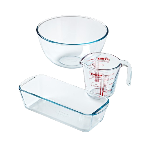 Pyrex Pastry Kit: Measuring Jug And 2L Bowl And Tart/loaf Tin