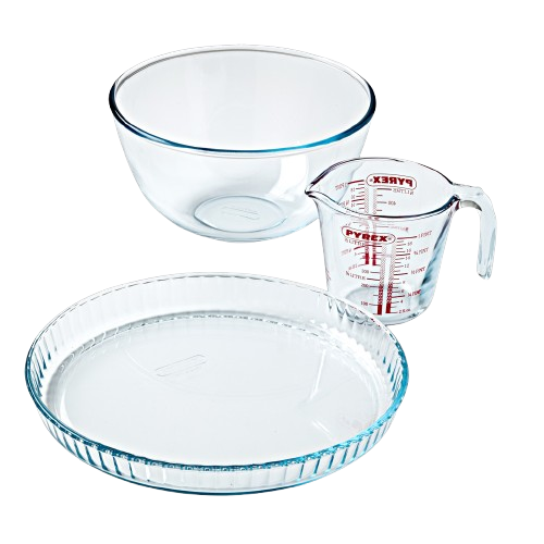 Pyrex Pastry Kit: Measuring Jug And 2L Bowl And Tart/loaf Tin