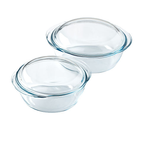 Pyrex Set Of 2 Round Glass Casserole Dishes