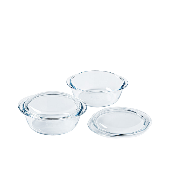 pyrex Set of 2 round glass casserole dishes