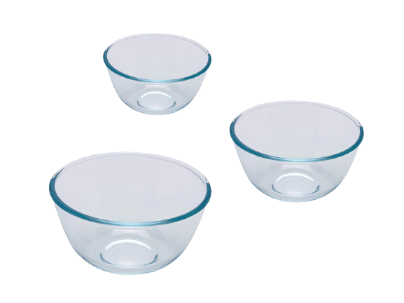pyrex Set of 3 glass mixing bowls 0.5/1/2 L