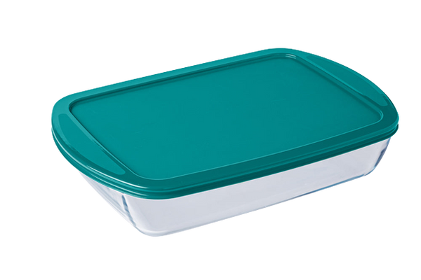 pyrex Rectangular glass family oven dish with lid for 6/8 people - Cook&Store