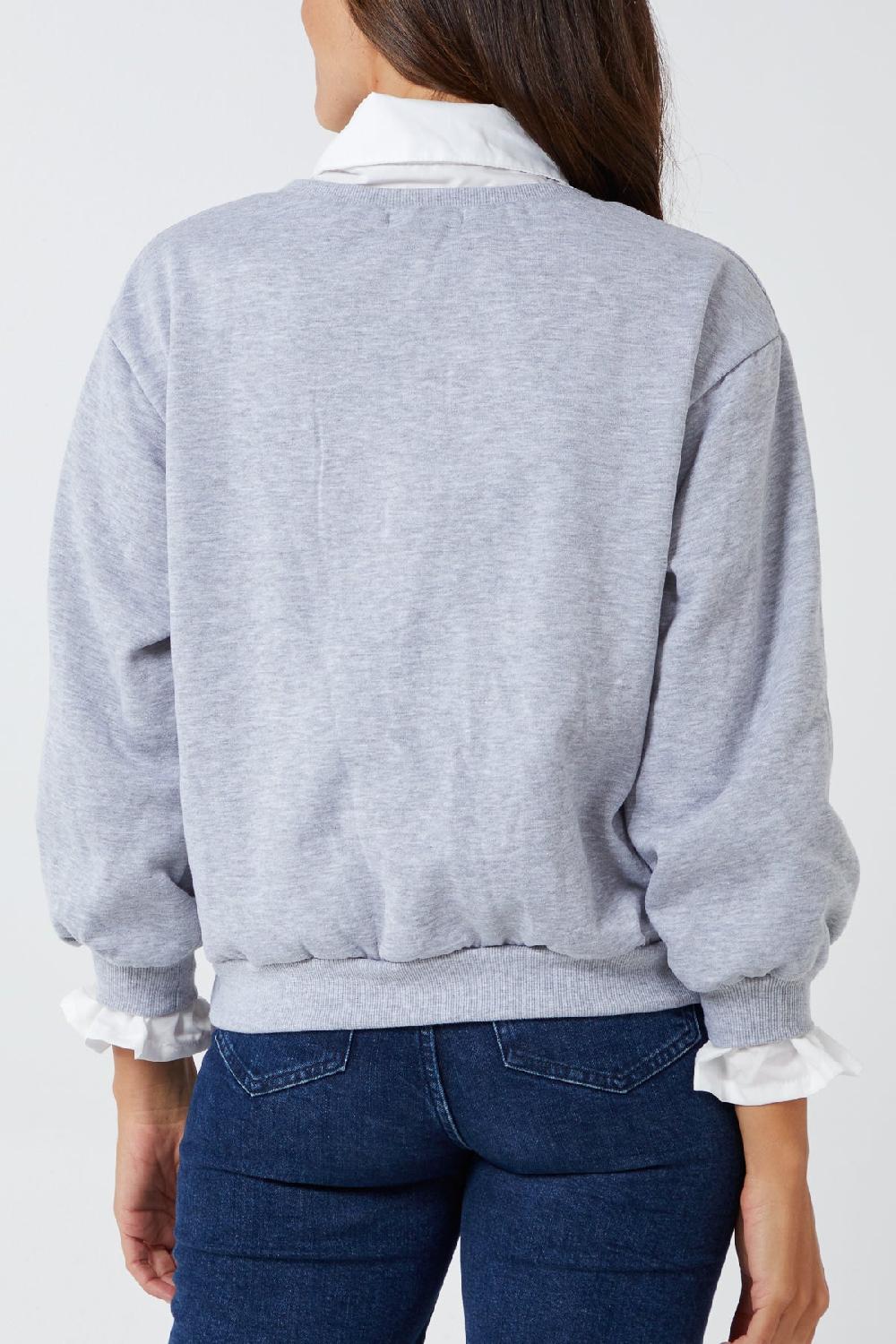 Qed London 2 In 1 V-Neck Sweatshirt With Undershirt