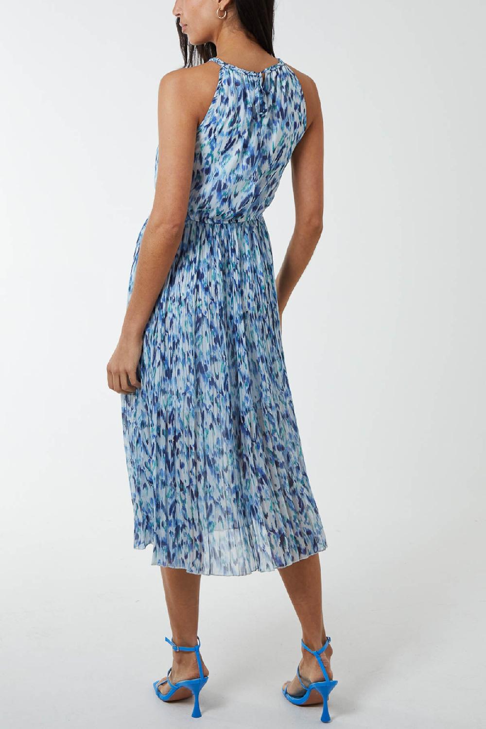 Qed London Abstract Animal Halterneck Cut Out Midi Dress