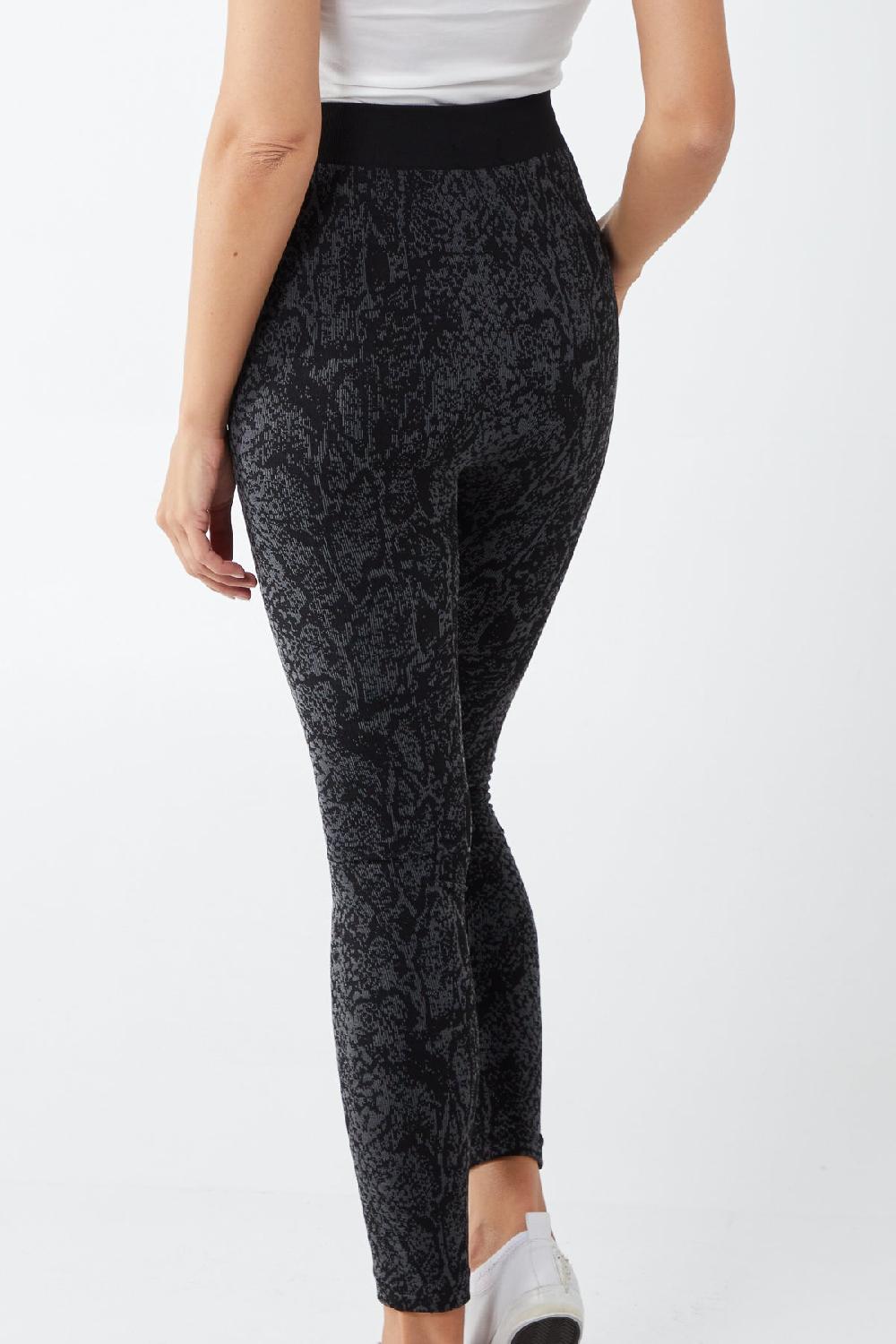 Qed London Abstract Animal Patterned Fleece Lined Leggings