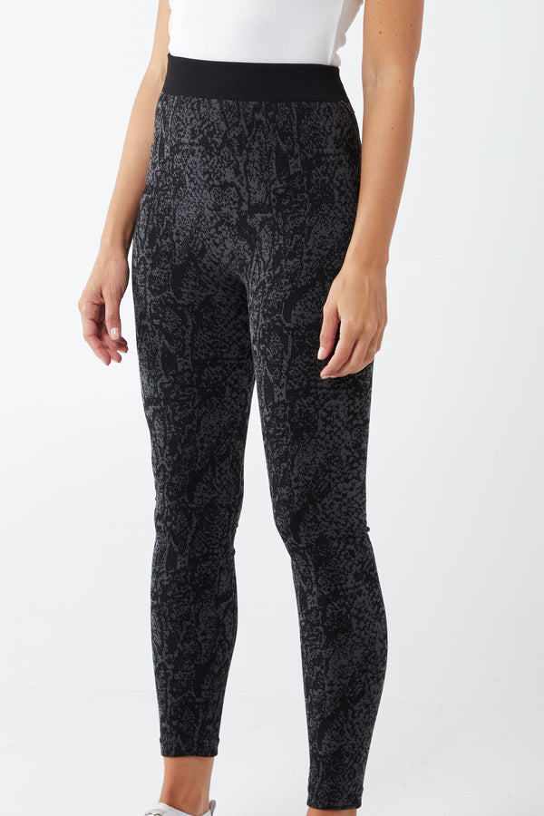 qed london Abstract Animal Patterned Fleece Lined Leggings