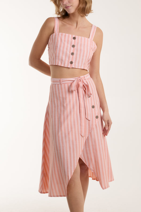 Qed London Asymetric Button Through Skirt And Top Set