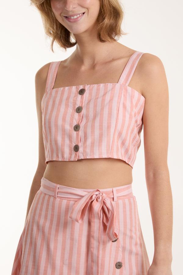 Qed London Asymetric Button Through Skirt And Top Set