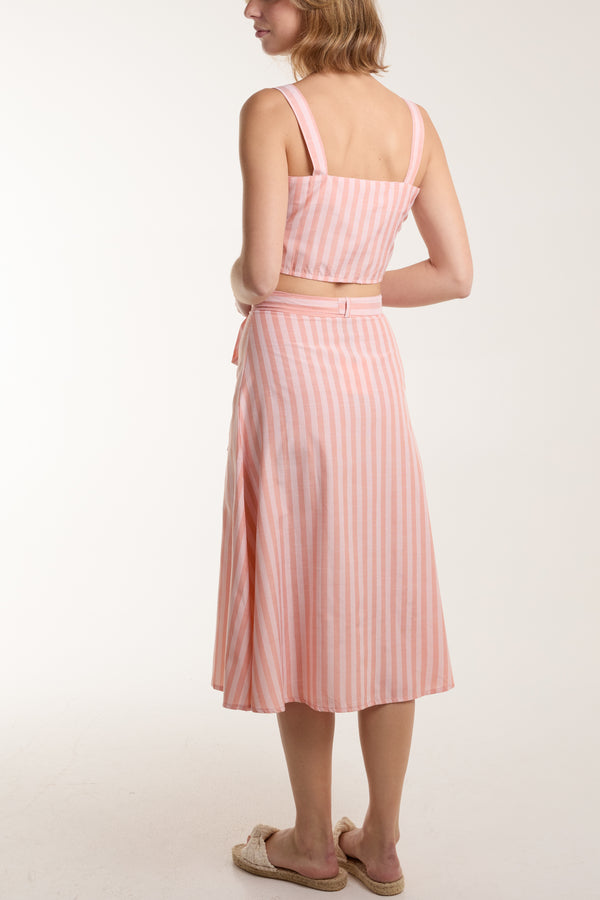 Qed London Asymetric Button Through Skirt And Top Set