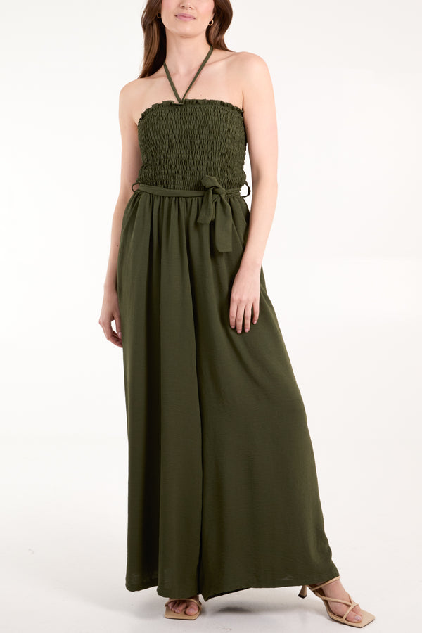 qed london Bandeau Shirred Bodice Wide Leg Jumpsuit