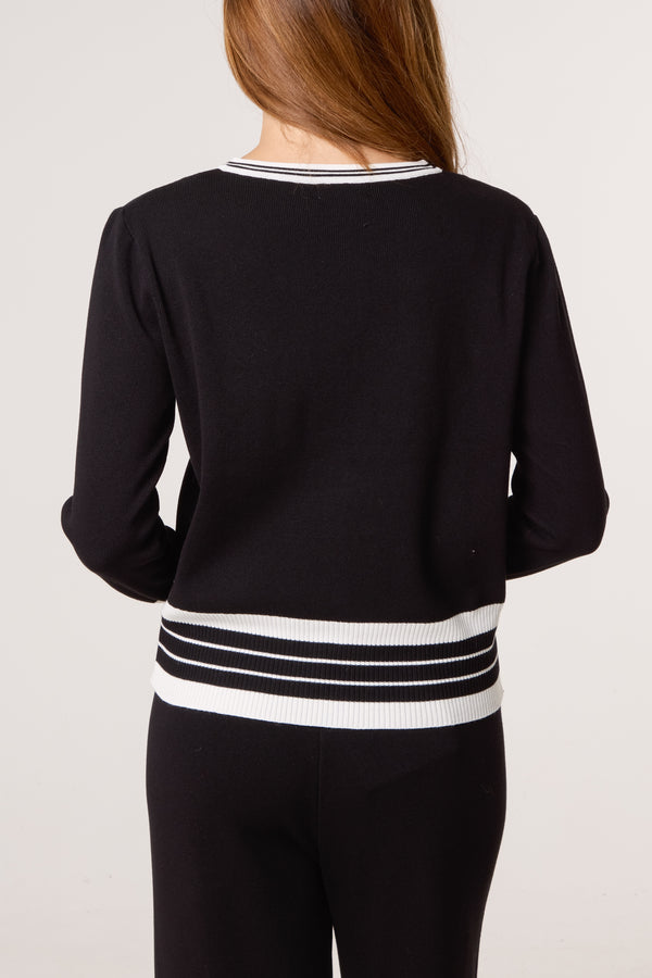 Qed London Contrast Stripe Cardigan & Trousers Co-Ord