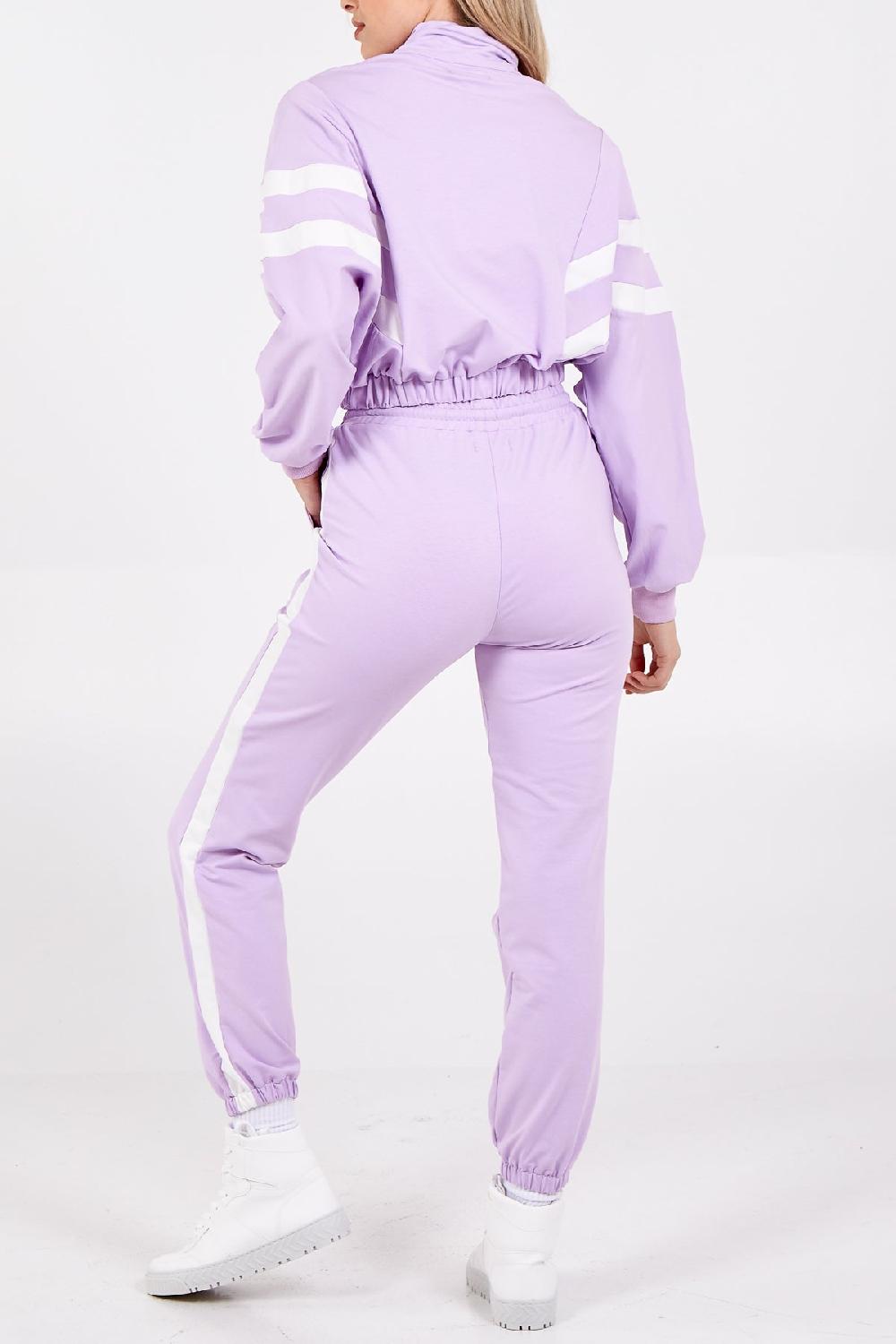 Qed London Cropped Hoodie & Two Stripe Jogger Tracksuit