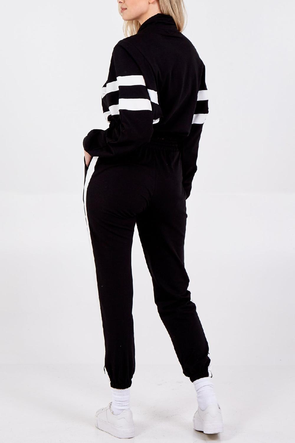Qed London Cropped Hoodie & Two Stripe Jogger Tracksuit