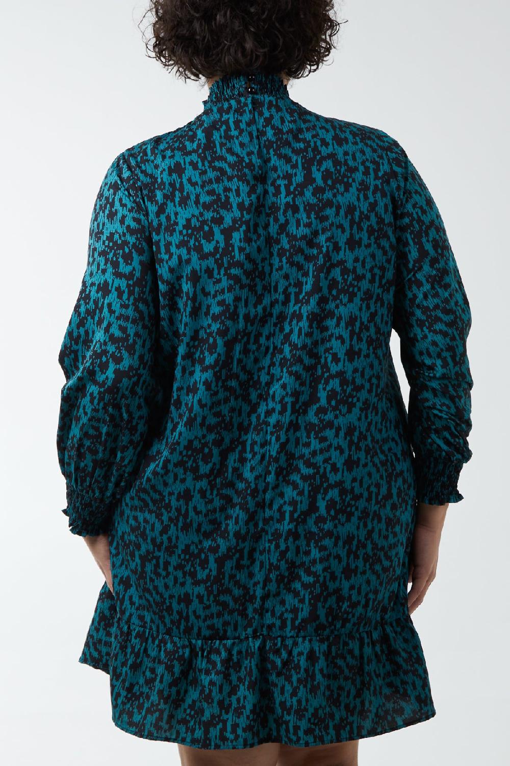 Qed London Curve Abstract Animal Print High Neck Mini Shift Dress