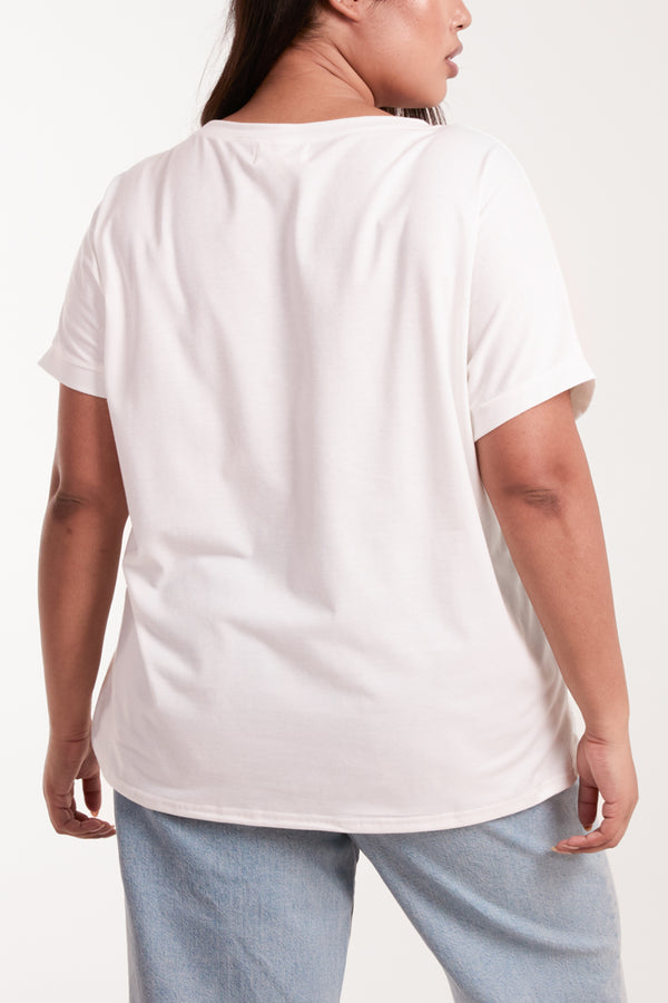 Qed London Curve Floral Design & Broderie Anglaise Top