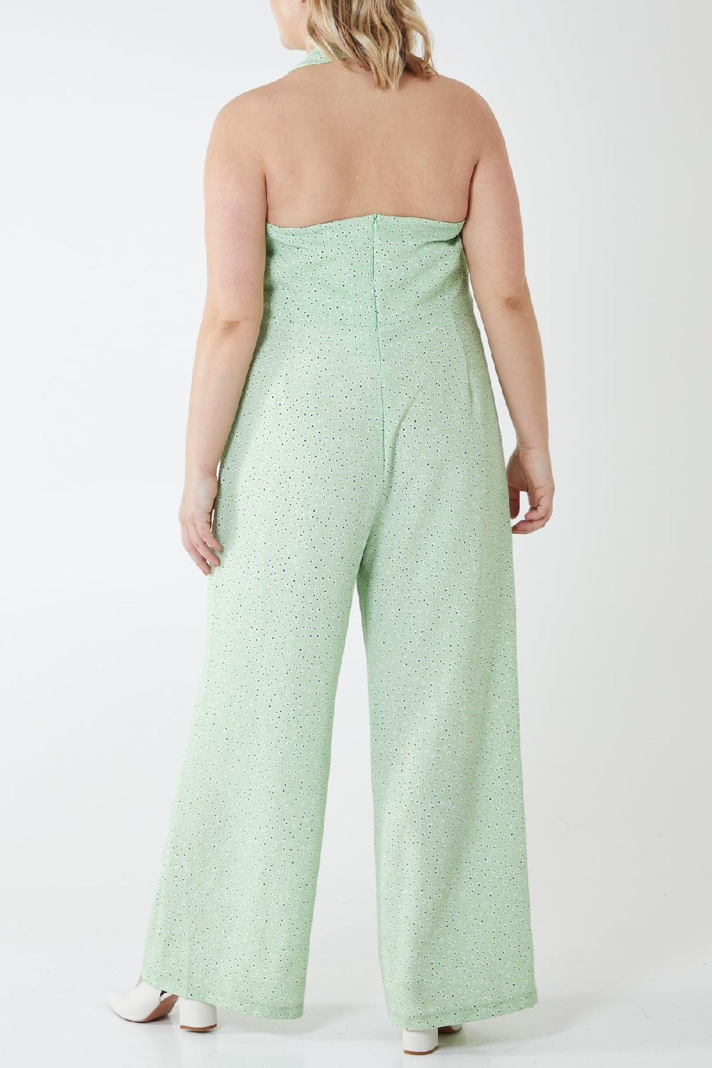 Qed London Curve Halterneck Culottes Jumpsuit With Ring Details