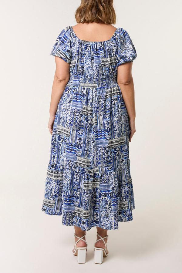 Qed London Curve Mixed Print Square Neck Maxi Dress