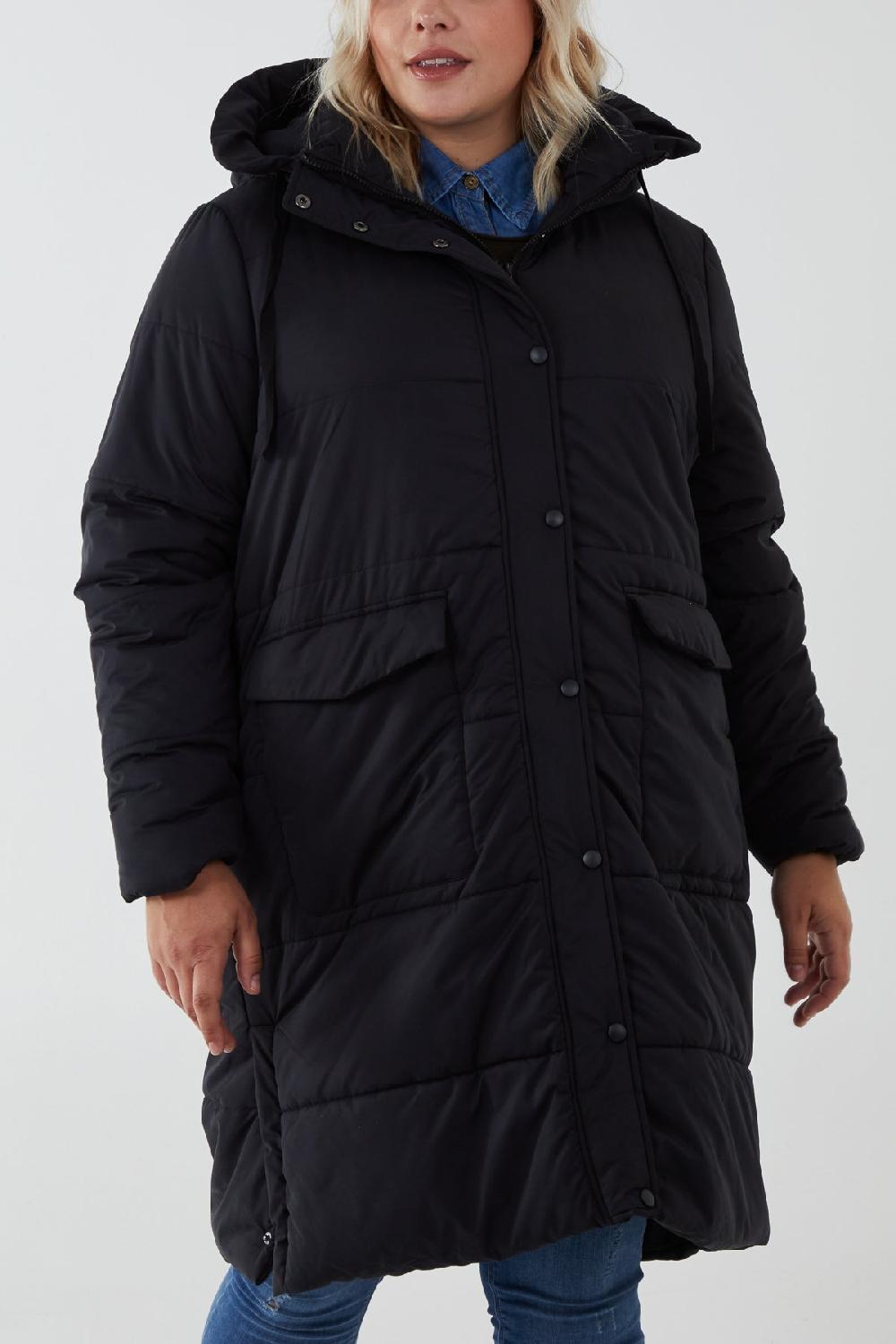 Qed London Curve Oversize Longline Puffer Duvet Coat