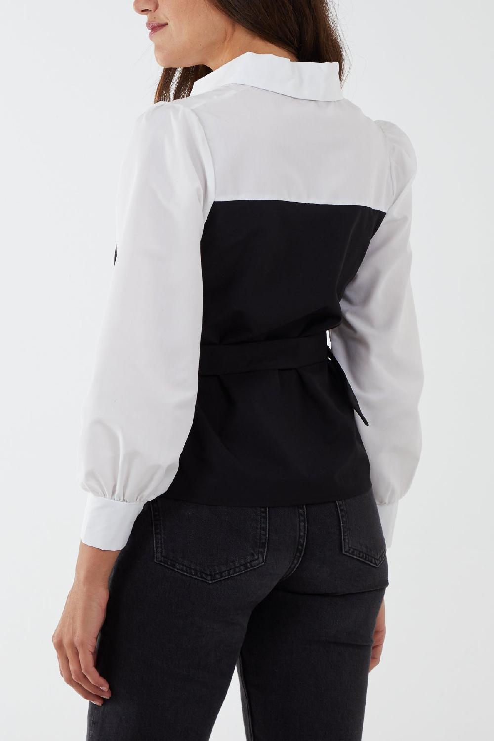 Qed London Double Breast Belted Top With Undershirt