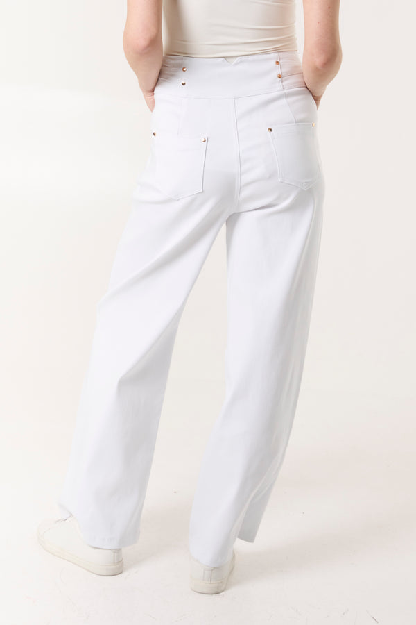 Qed London Double Gold Button Detail High Waisted Jeans