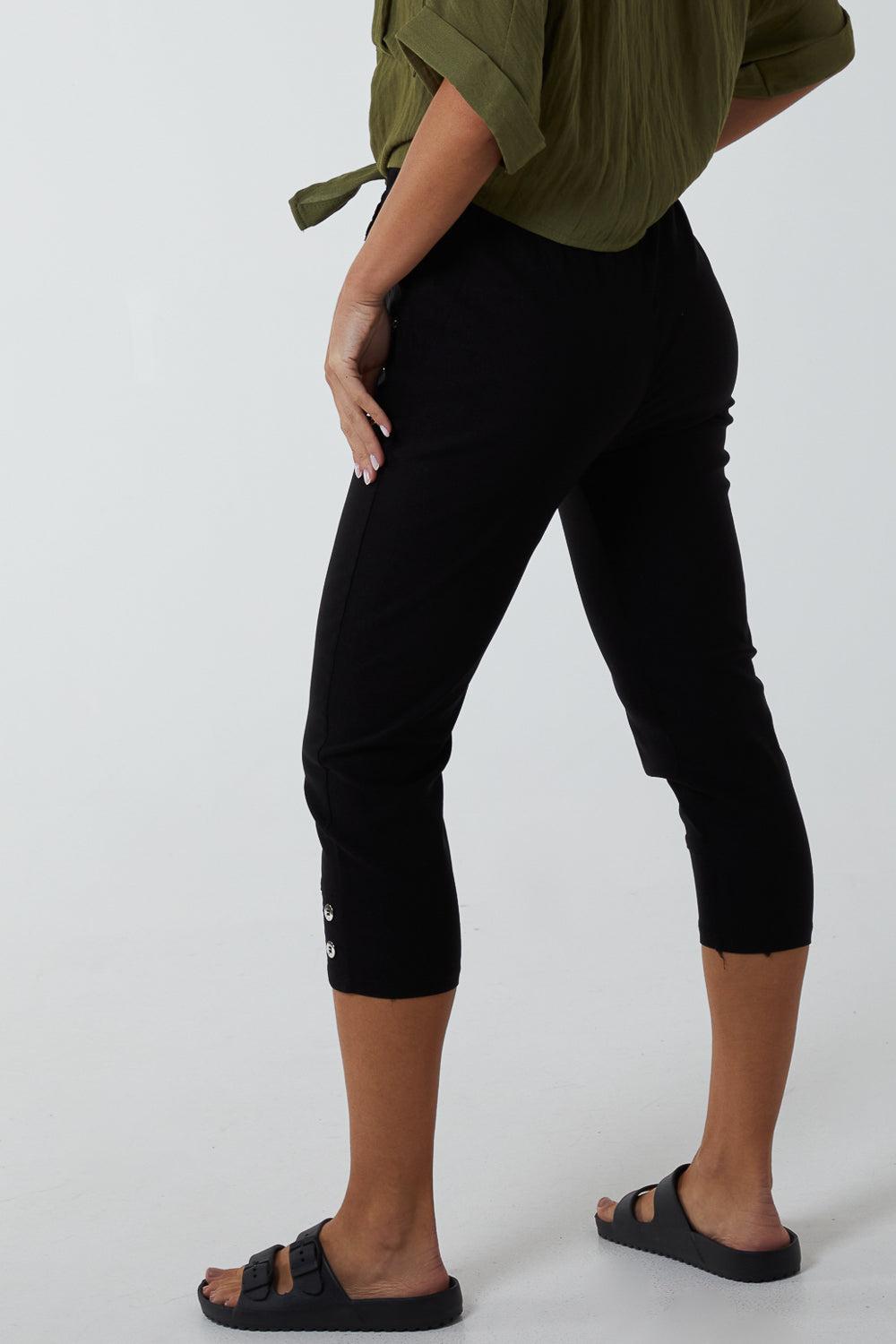 Qed London Elasticated Waist Zip Detail Crop Trouser