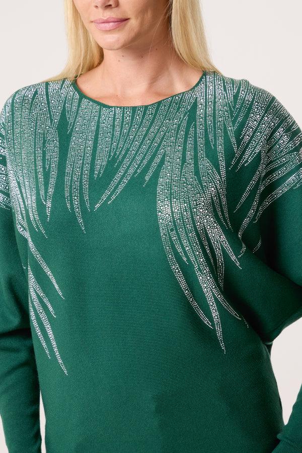 Qed London Embellished Spikes Fine Knit Batwing Jumper