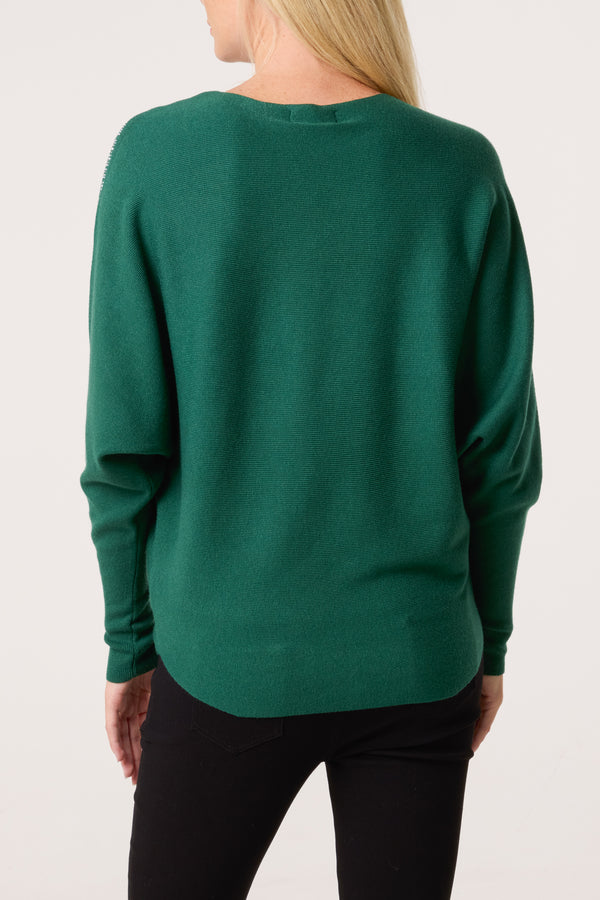 Qed London Embellished Spikes Fine Knit Batwing Jumper