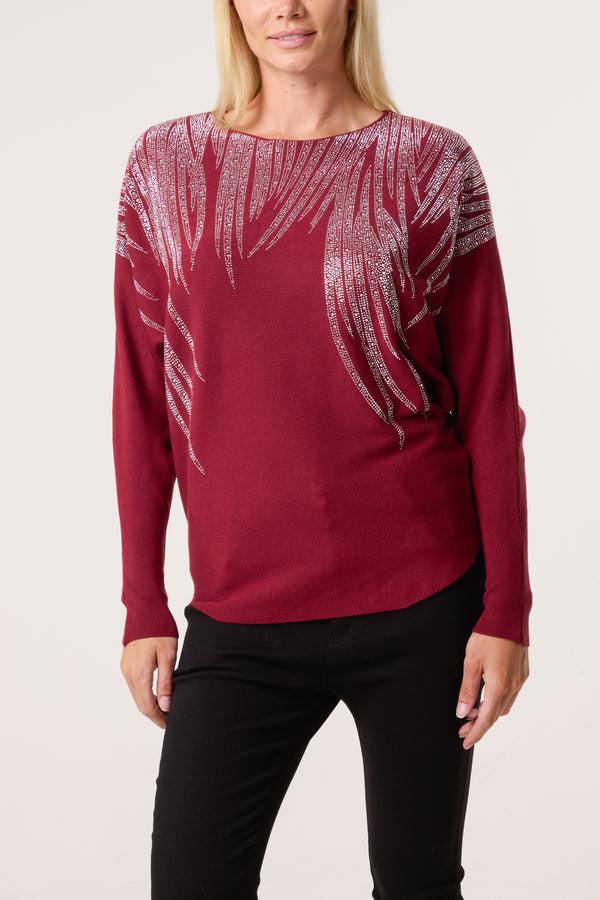 Qed London Embellished Spikes Fine Knit Batwing Jumper
