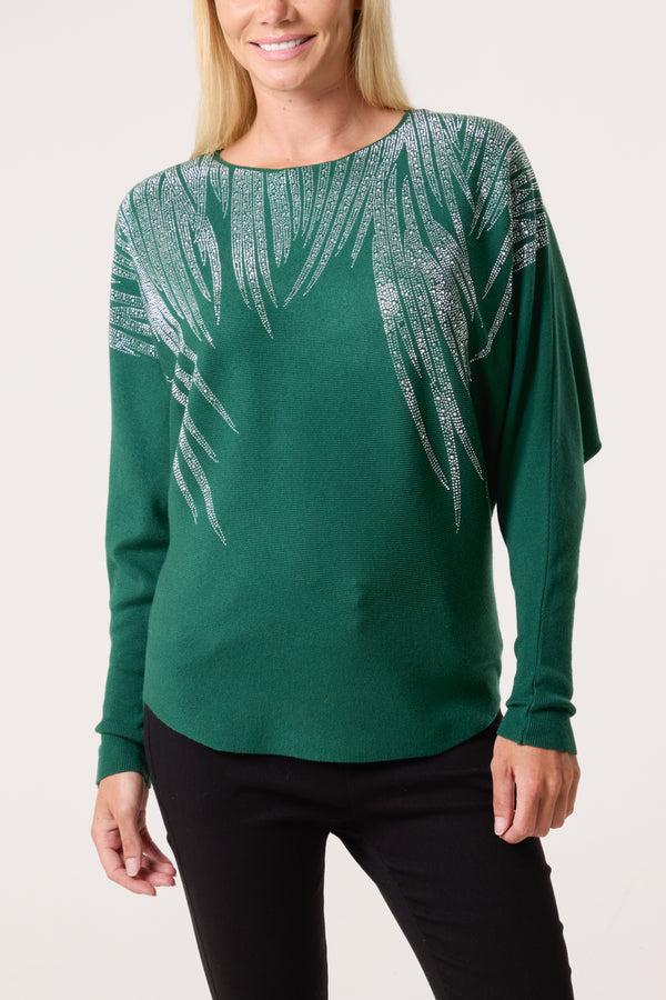 qed london Embellished Spikes Fine Knit Batwing Jumper