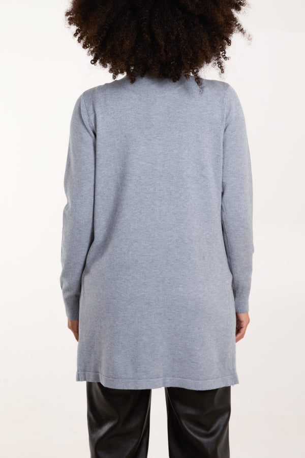 Qed London Embellishment Front Open Pocket Cardigan