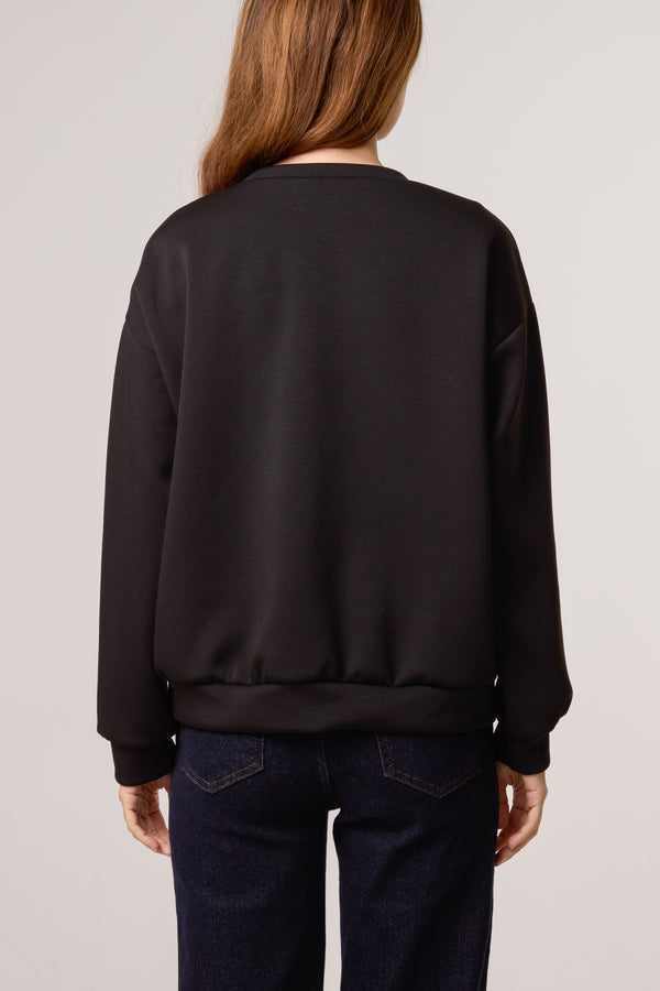 Qed London Embroidered Flower Soft Touch Sweatshirt